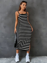 Striped Split Thigh Cami Dress